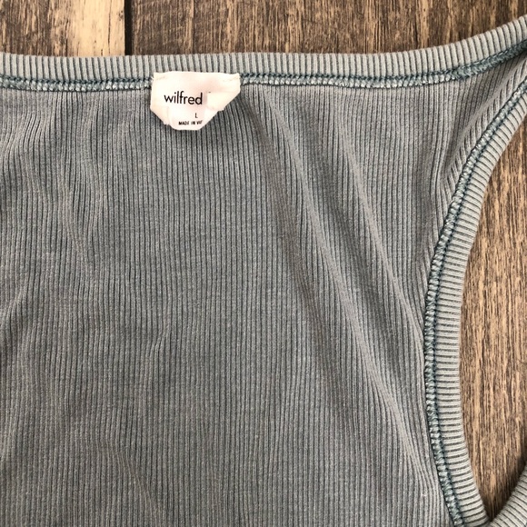 Aritzia Wilfred Bodysuit Size Large Sage Green Ribbed Thong Bodysuit - Picture 3 of 3